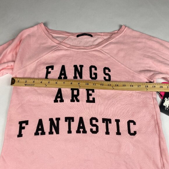 NWT Wildfox Sweatshirt Women's Size Medium "Fangs Are Fantastic" Pink - Picture 12 of 15